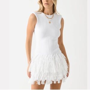 AJE Rushes Rafia Knit Mini Dress - White